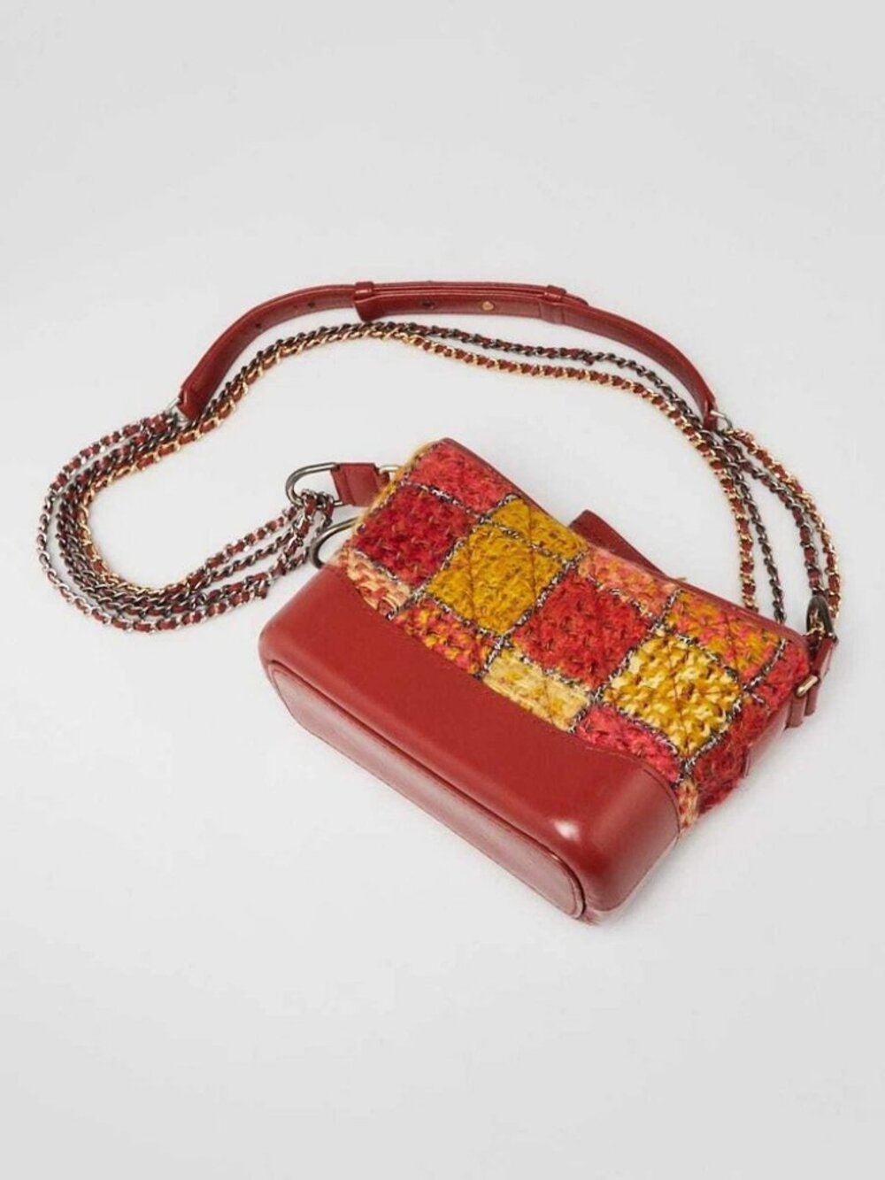 Chanel Orange Quilted Tweed Calfskin Leather Small Gabrielle Hobo Bag - Picture 4 of 10